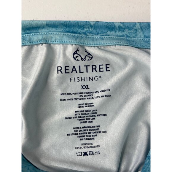 Realtree Fishing Men's Shirt XXL Blue Wave Camouflage Polyester Beach Ocean - Picture 3 of 4
